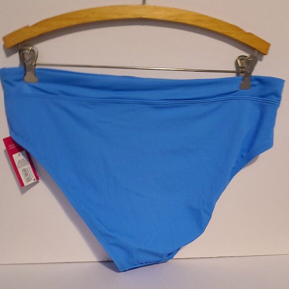BEACHBABE STYLE- XHILARATION PLUS RIBBED HIGH-WAIST & LEG BIKINI BOTTOM/BLUE - Picture 7 of 8
